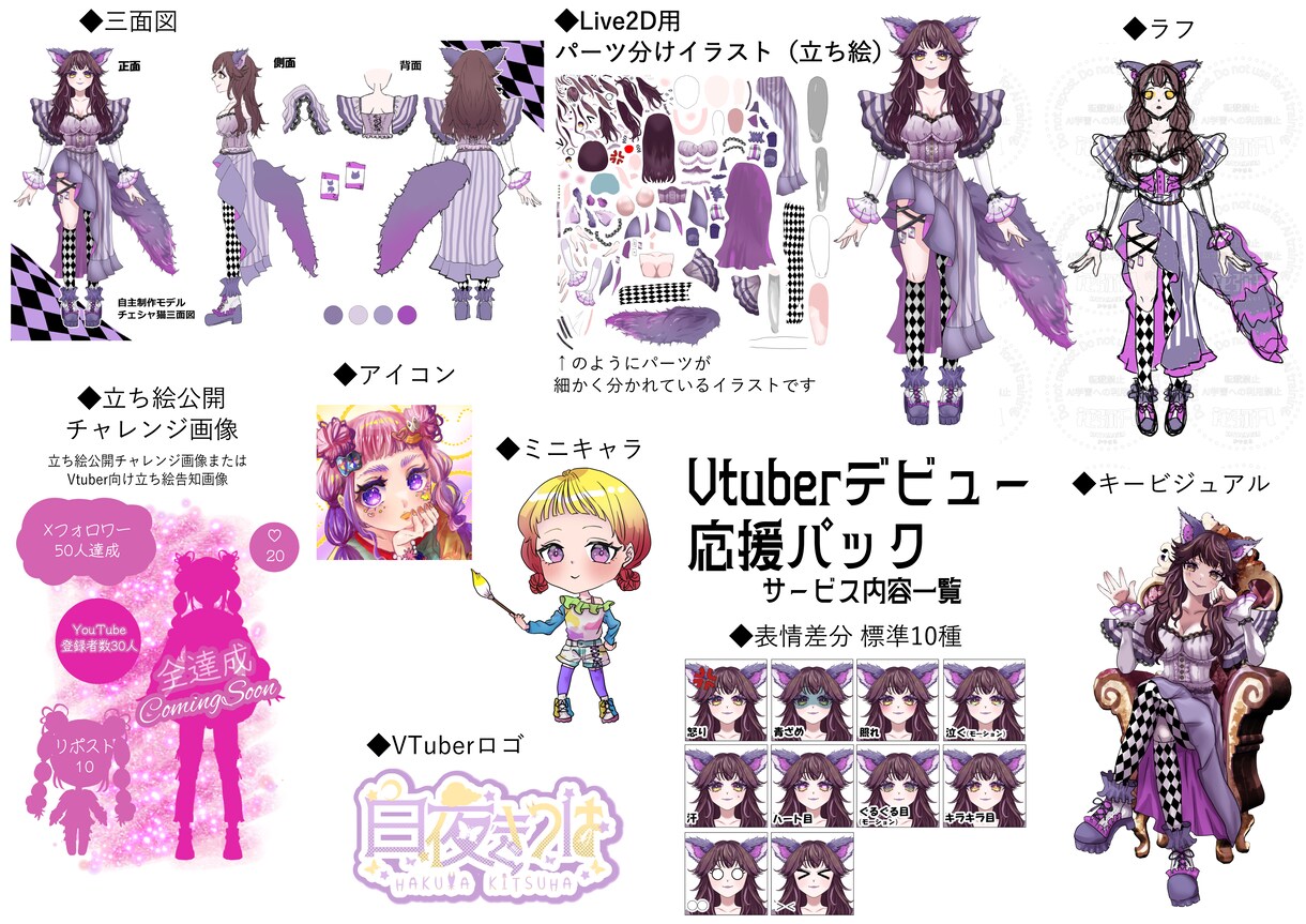 VTuberデビュー応援パック制作します VTuberデビューに必要な制作をまとめた特別プラン！ イメージ3