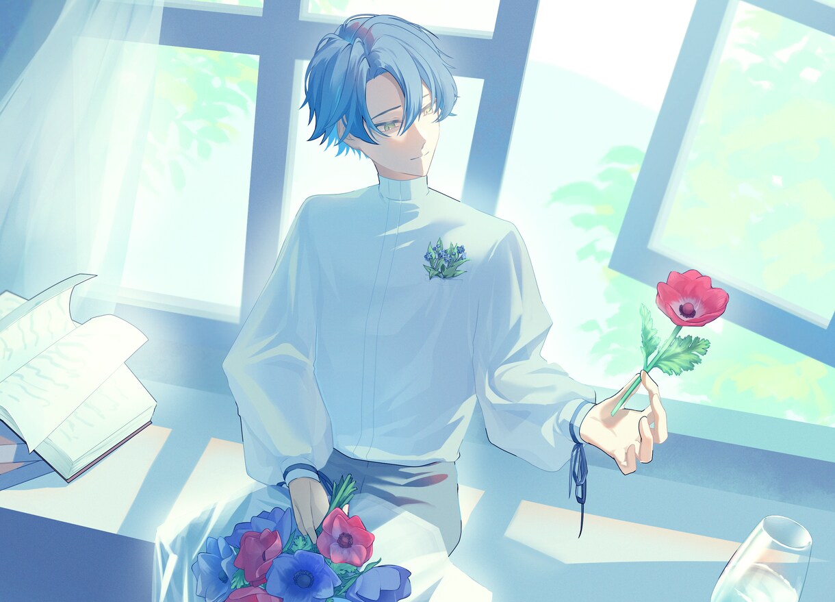 光が魅力的な一枚絵制作いたします 中性・青年・儚い綺麗な雰囲気が得意です イメージ6