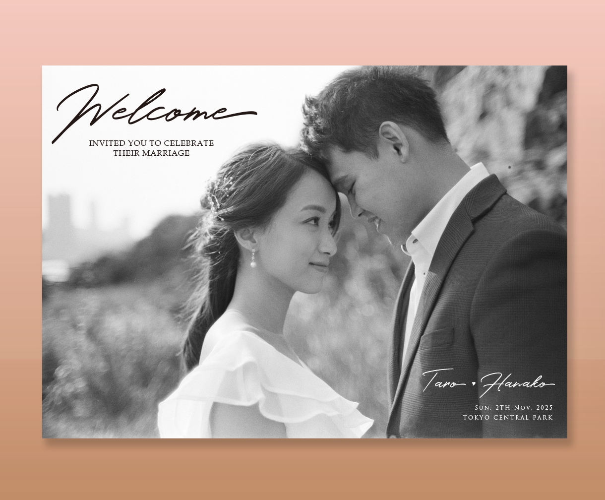 オシャレ! 結婚式のウェルカムボードデザインします 送料込! 急ぎでの対応も可!パネル仕様にて印刷〜お届けします イメージ3