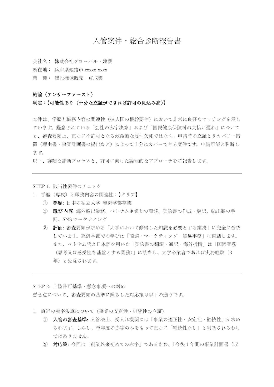 就労ビザ・特定技能の可否を診断します 申請前のリスクを徹底抽出。行政書士が受任可否を判定します イメージ2