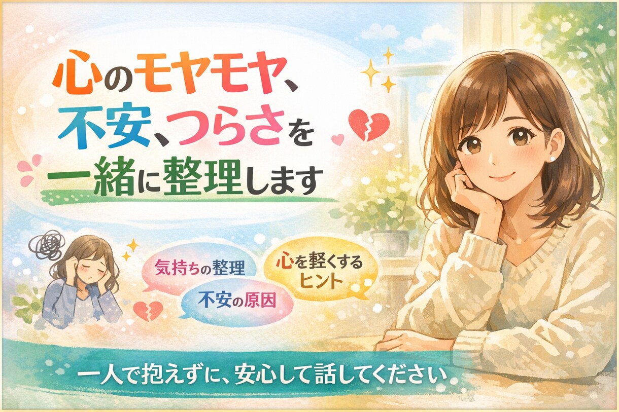 心のモヤモヤ、不安を一緒に整理します 見えない不安で心が苦しいときに。あなたに必要な考え方を イメージ1