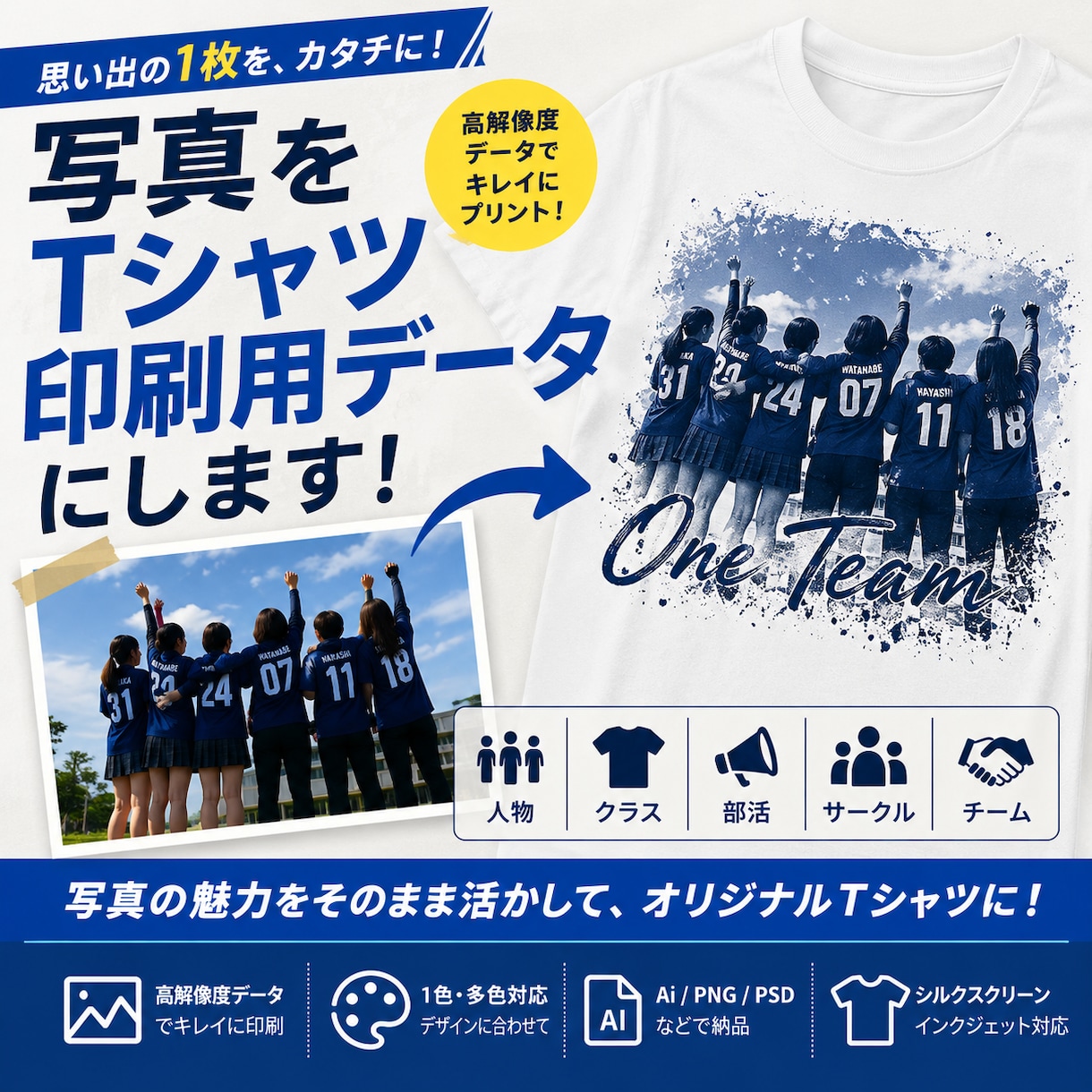 写真をTシャツ印刷用データにします 写真の魅力をそのままプリントデータにします イメージ1
