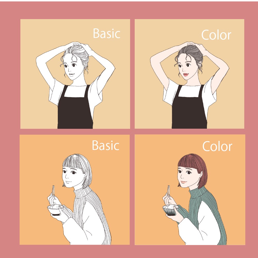 線画✖️背景の似顔絵風イラスト描きます お写真無しOK⭐︎落ち着いた絵柄の線画、カラー2種類お渡し イメージ4