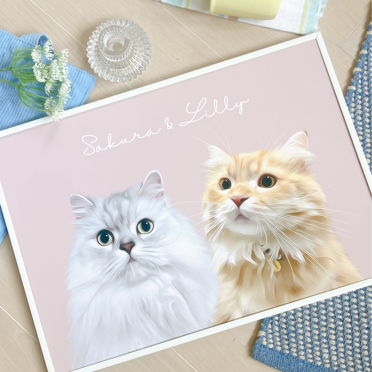 うちの子ペット似顔絵を額縁付きポスターにします 犬・猫のイラストを届いてすぐ飾れるギフトに イメージ2