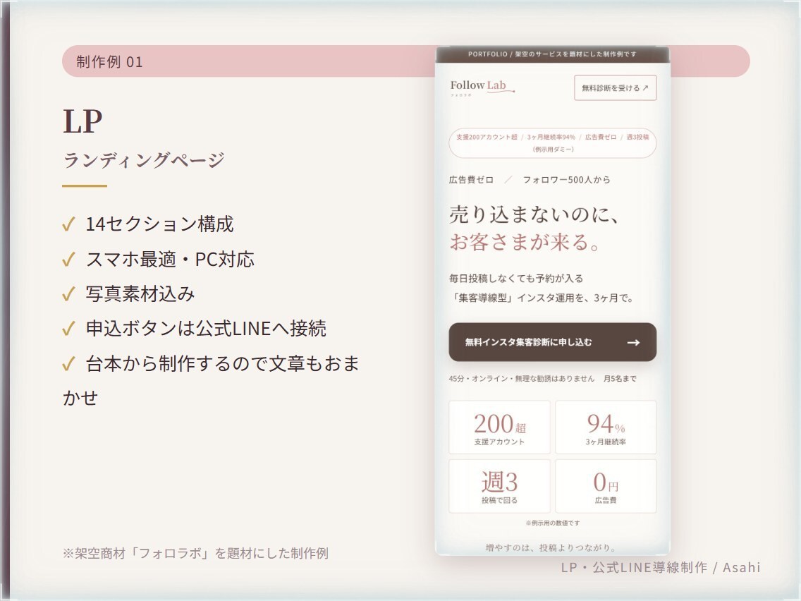 LP・営業資料・公式LINEをまとめて作ります 文章から作るので3点の内容がブレない。予約導線まで込み イメージ2
