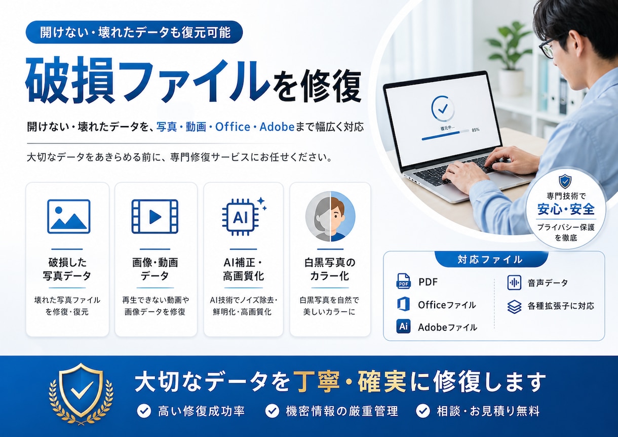 壊れたデータを修復いたします 破損した画像や動画を復元！AdobeやOfficeもOK！ イメージ2