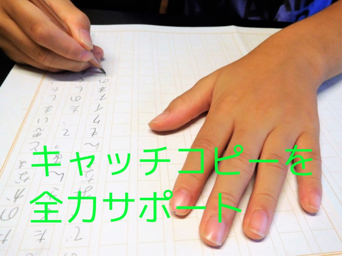 最大15個。シンプルなキャッチコピーを考えます リードコピーに繋がる無駄のないキャッチコピーを目指します。 イメージ1
