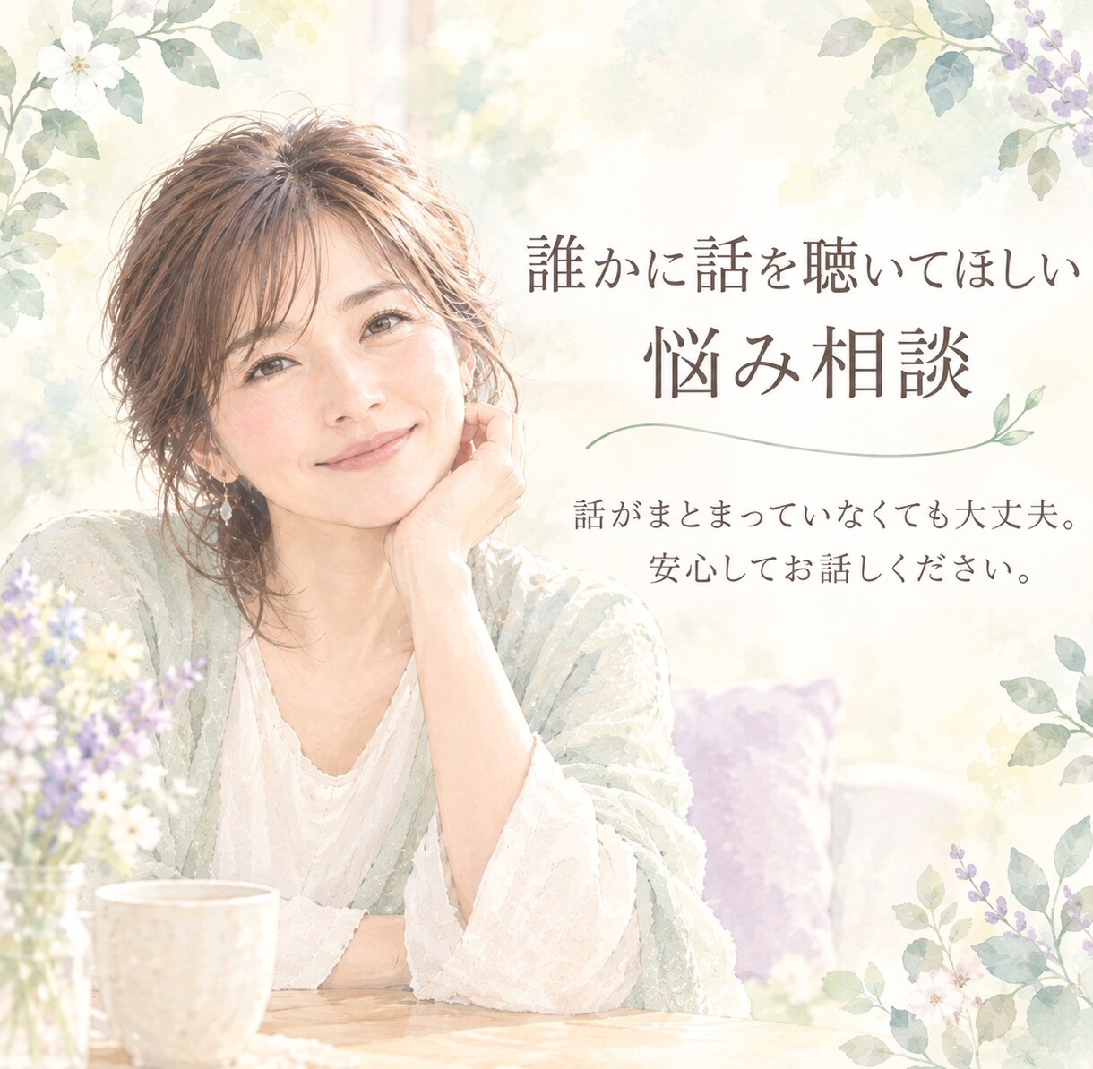 誰かに話しを聞いてほしい。あなたに寄り添います 話しがまとまらなくても大丈夫。安心して話せる場所。 イメージ1