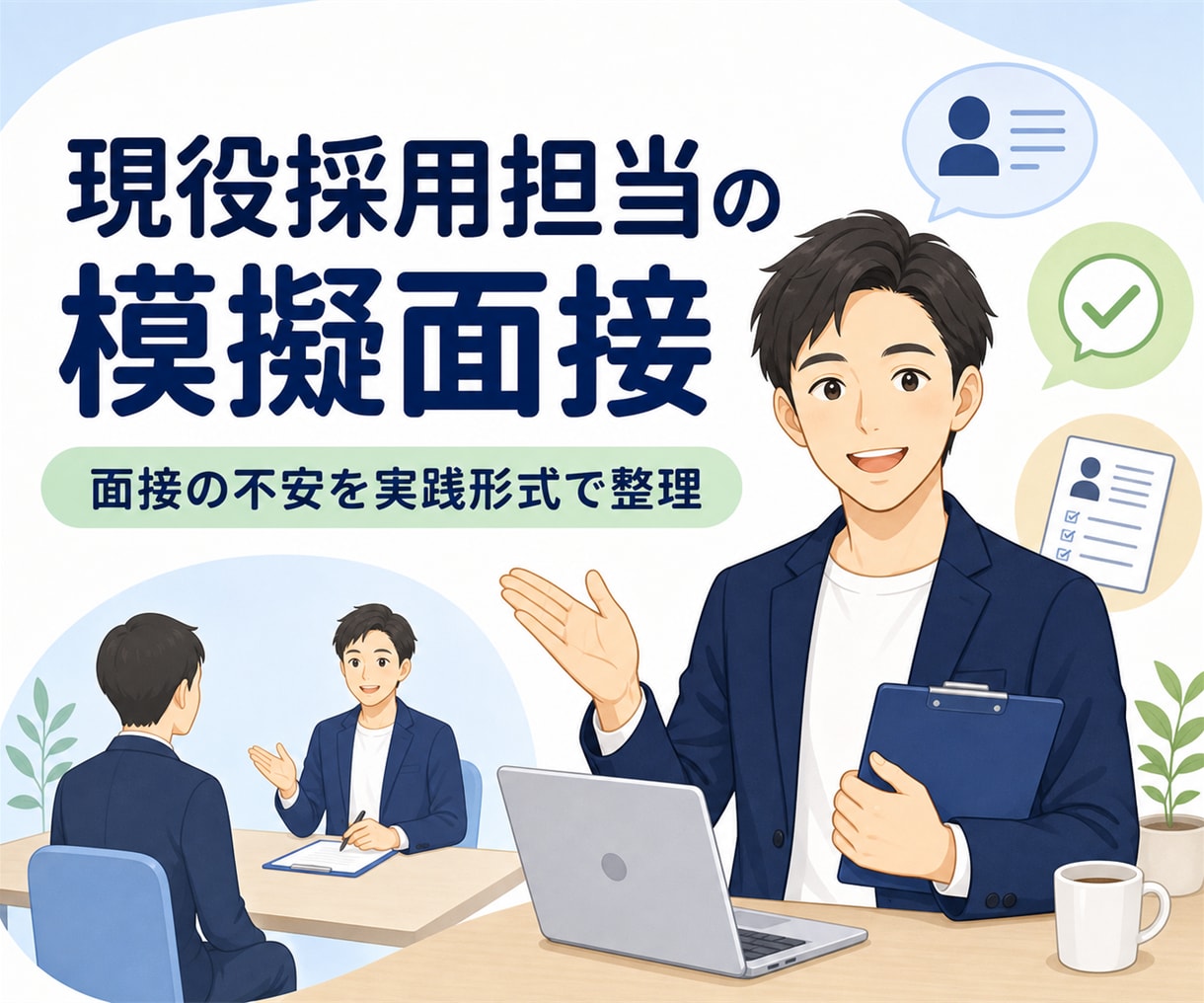 現役採用担当が模擬面接を行います ネットでは得られないリアルな面接対策を行います イメージ1