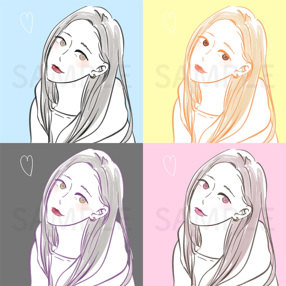 最短即日可♡SNSアイコン向けのイラスト描きます メイクの色も指定OK♡水彩タッチでシンプルに描きます。 イメージ2