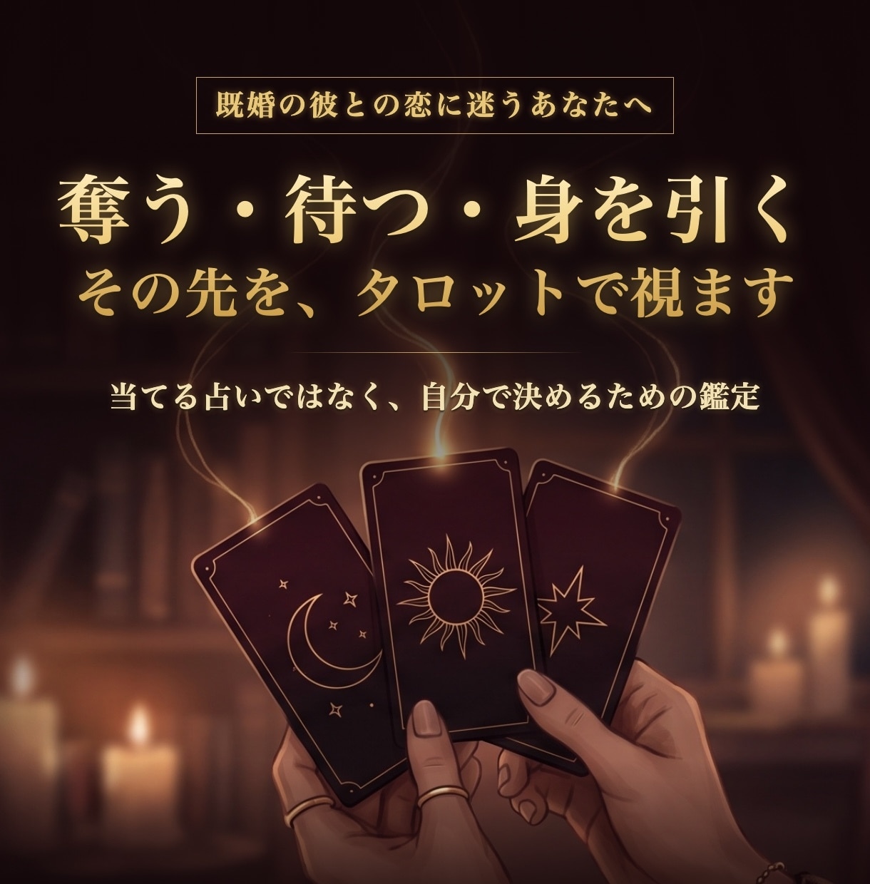 既婚の彼との恋、奪う・待つ・身を引くを一緒に視ます 自分で行動と心を決めるためのタロット鑑定 イメージ1