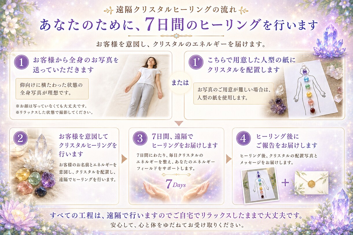 クリスタルの光で心と体を整えます 7日間、クリスタルの光に包まれて本来のあなたへ還るひとときを イメージ5