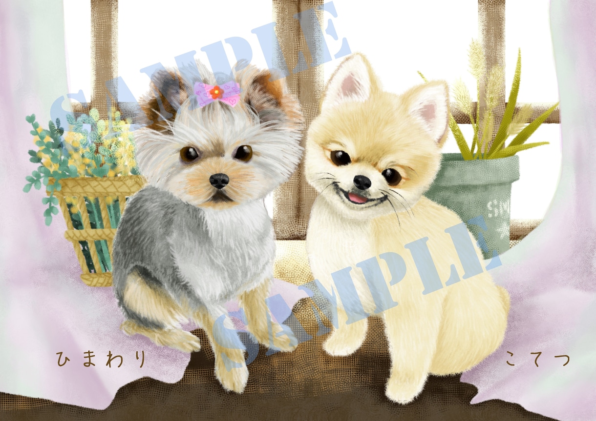 ペットのイラストをふんわりとしたテイストで描きます まるで絵本のキャラクターのような仕上がりに★ イメージ6