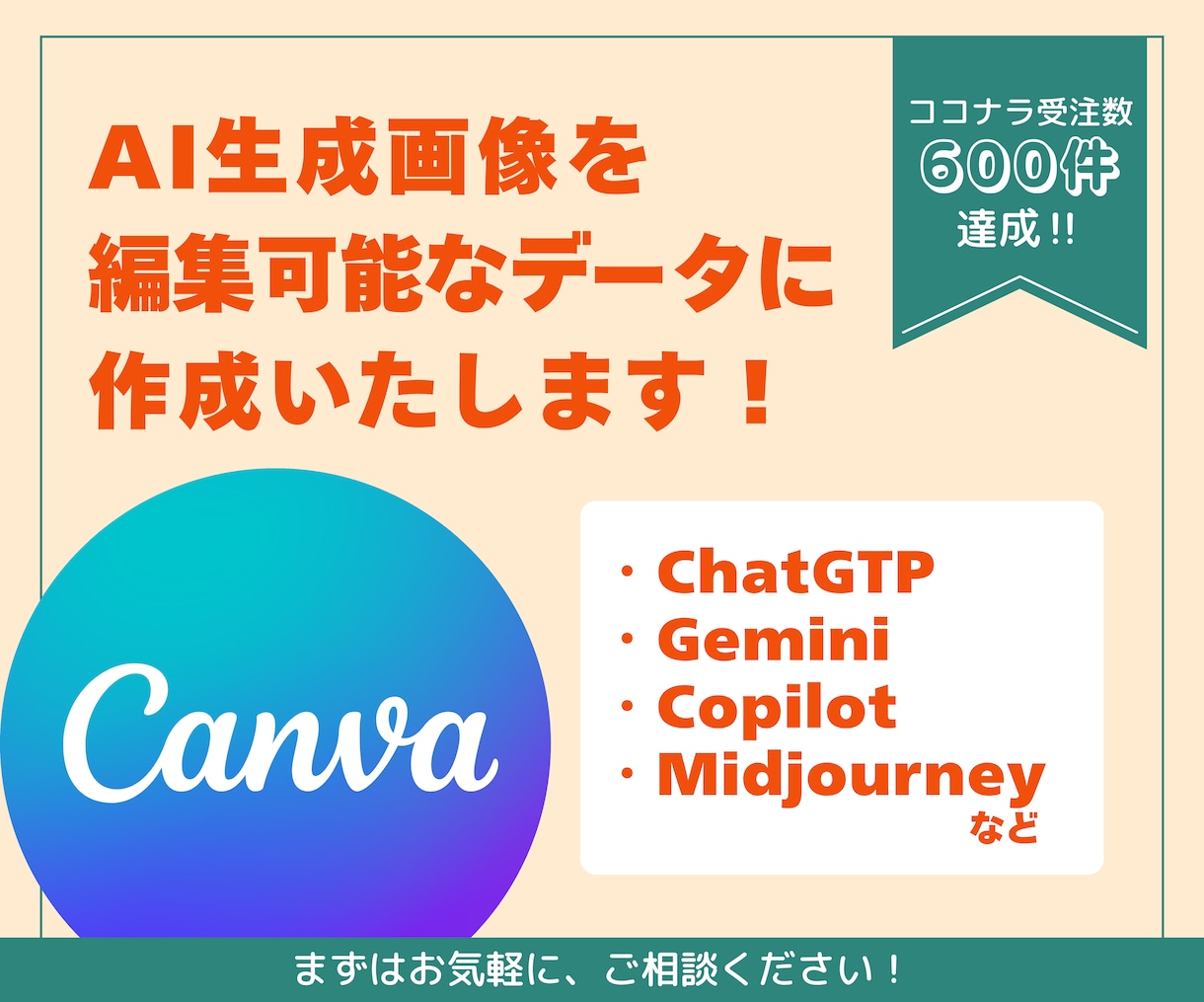 AI生成画像を編集可能なデータに作り変えます 実績600件超、Canva・パワポで編集できるデータに イメージ1