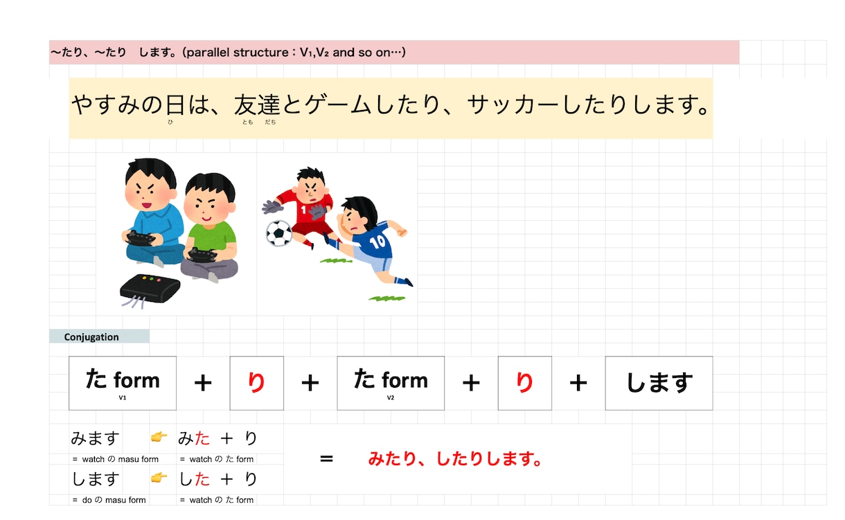 そのまま使える！オンライン日本語教材提供します 日本語教師のための日本語PDF教材！【辞書形・た形練習】 イメージ4