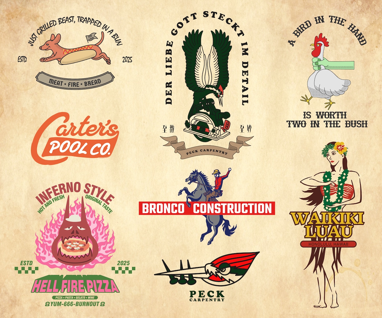 アメリカン/ヴィンテージ/レトロなロゴを作ります 人の目を引く、記憶に残る、そんなロゴを提案します イメージ1