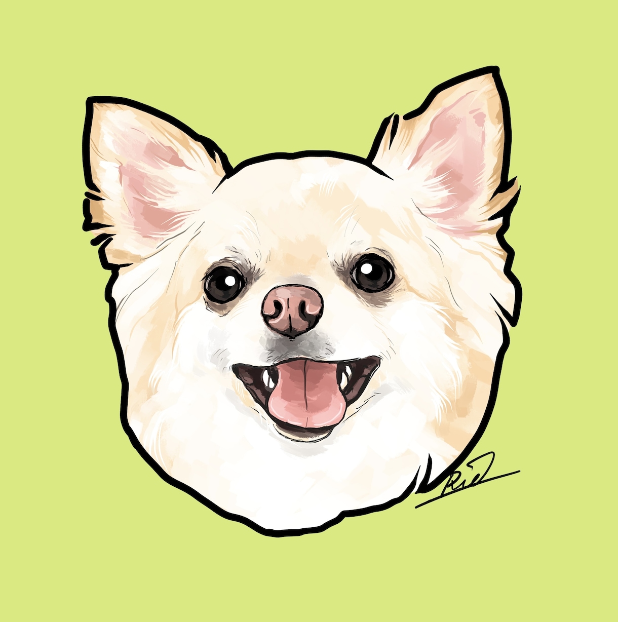 SNSアイコン★手書き感あるペットの似顔絵かきます イラストをさらにステッカーに加工する事も可能です イメージ4