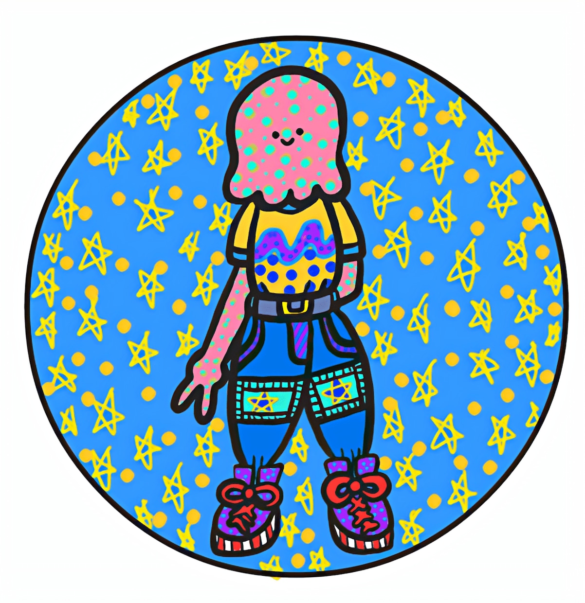 唯一無二ポップな宇宙人((修正→無制限))描きます 著作権譲渡ok　＆　商用利用OK。 イメージ1