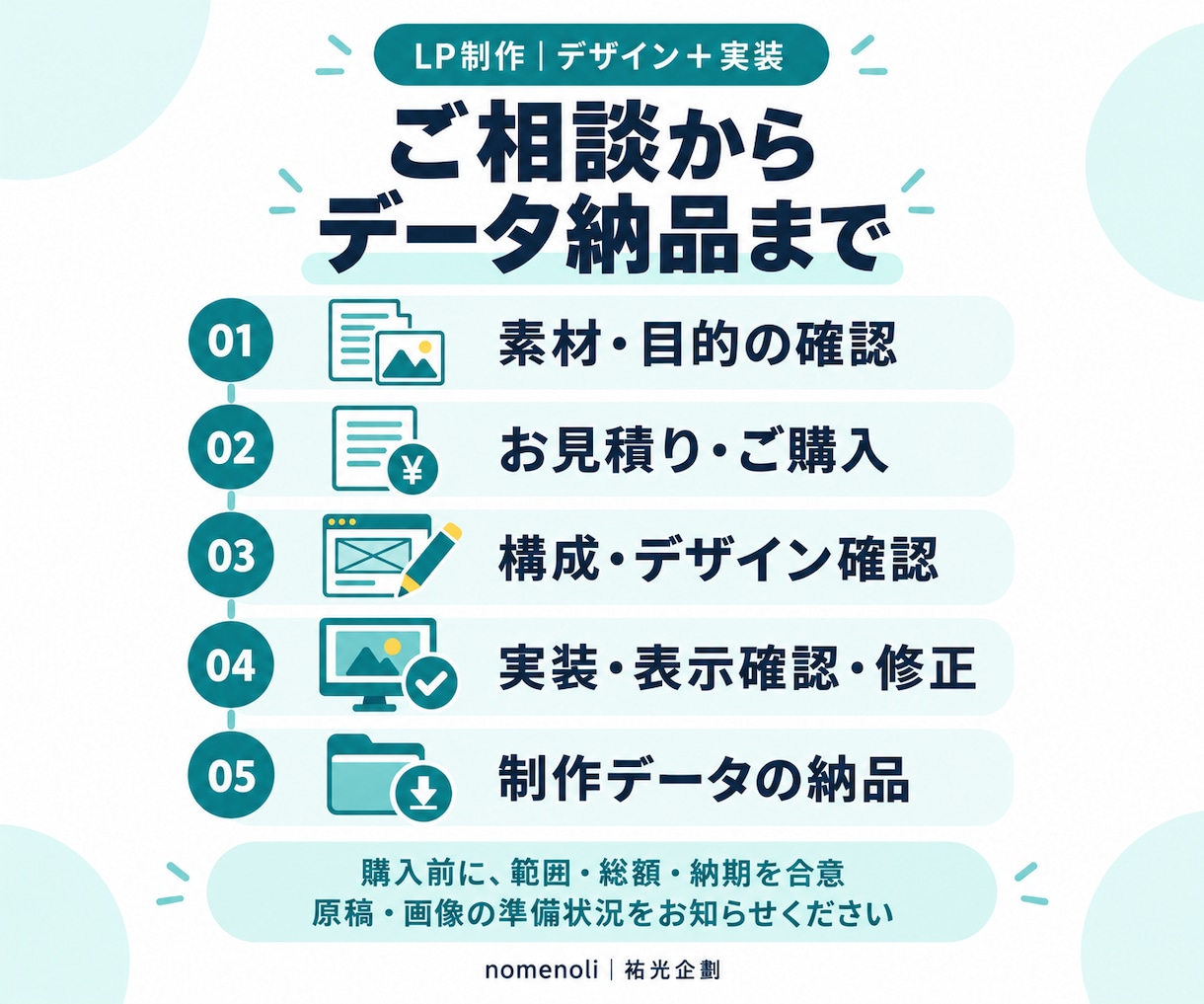 伝わるLPをデザインから実装まで制作します 構成整理からスマホ対応まで、窓口ひとつで相談 イメージ3