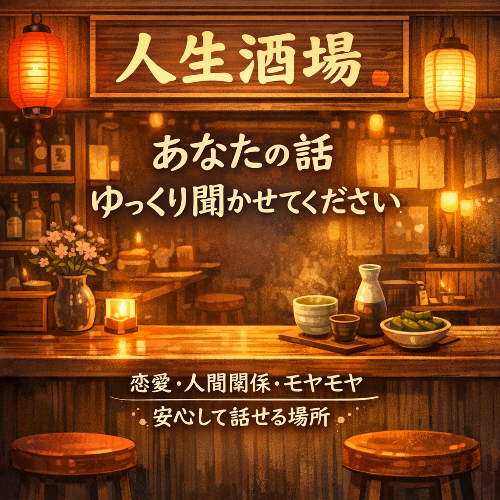 人生酒場｜あなたの話、ゆっくり聞きます 人間関係・恋愛・人生のモヤモヤを抱えた全年齢の方が対象。 イメージ2