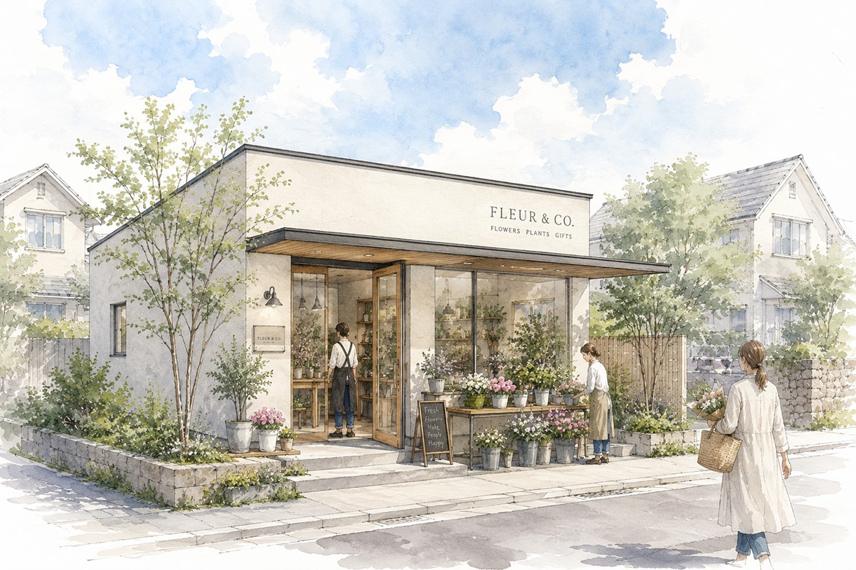 手描き建築外観パース（手書き）制作します 住宅・店舗をあたたかく魅せる手描き風表現 イメージ3