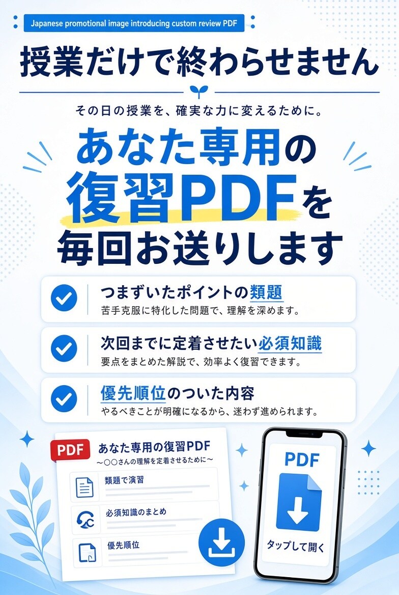 数学・物理が苦手な高校生をオンライン個別指導します 専業家庭教師が指導！忘却曲線に合わせたパーソナル課題 イメージ1