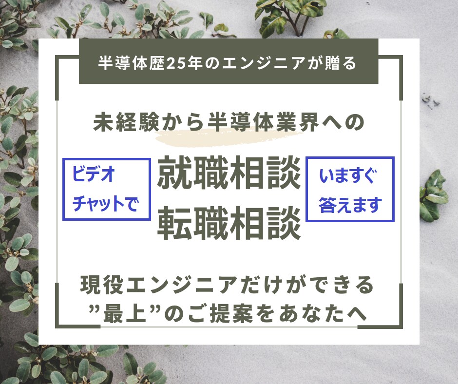 半導体＆製造メーカーへの就転職相談を丁寧に受けます ビデオチャットで半導体歴27年のプロが相談にのります イメージ1