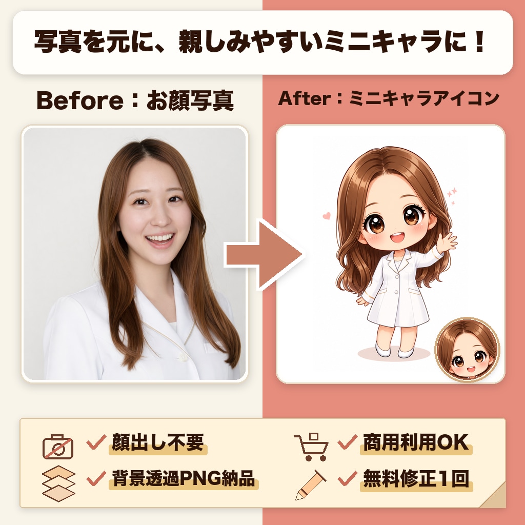 ブログ各SNS用の貴方らしい似顔絵アイコン作ります 発信を始めるあなたを世界に一つの親近感あるミニキャラで後押し イメージ3