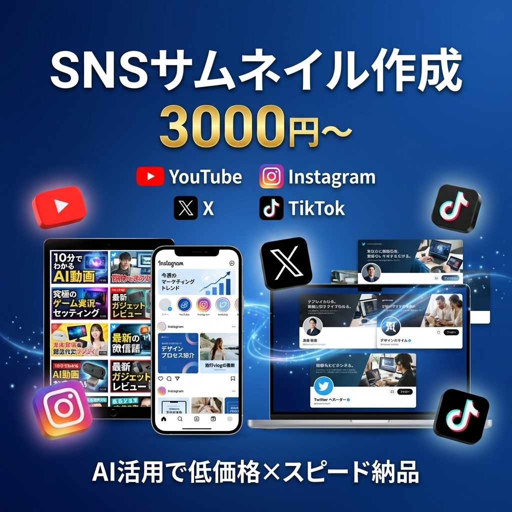 AIでSNSのサムネイル画像を作成します YouTube・Instagram・X対応！即日納品可 イメージ1