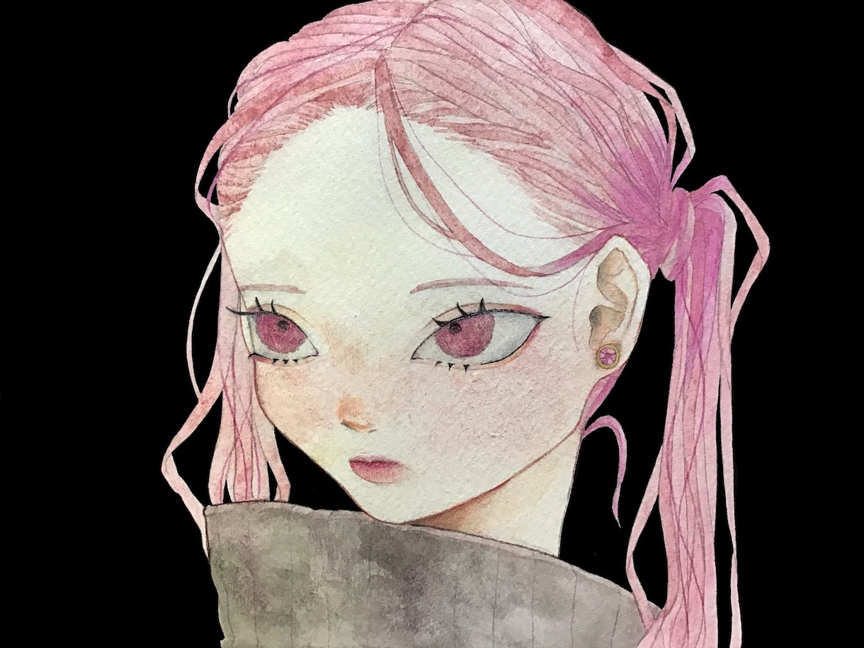 唯一無二の水彩画で女の子を描きます 現役美大生が水彩でサムネ映え間違いナシの絵を描きます！ イメージ2
