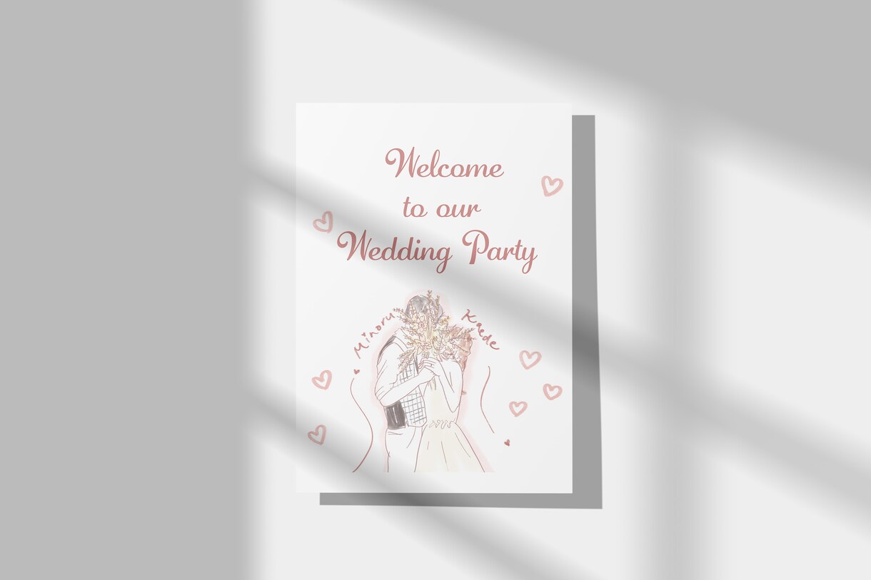 オリジナルイラストで結婚式や記念日のデザインします ウェルカムボード、ペーパーアイテム等なんでもご相談ください イメージ6