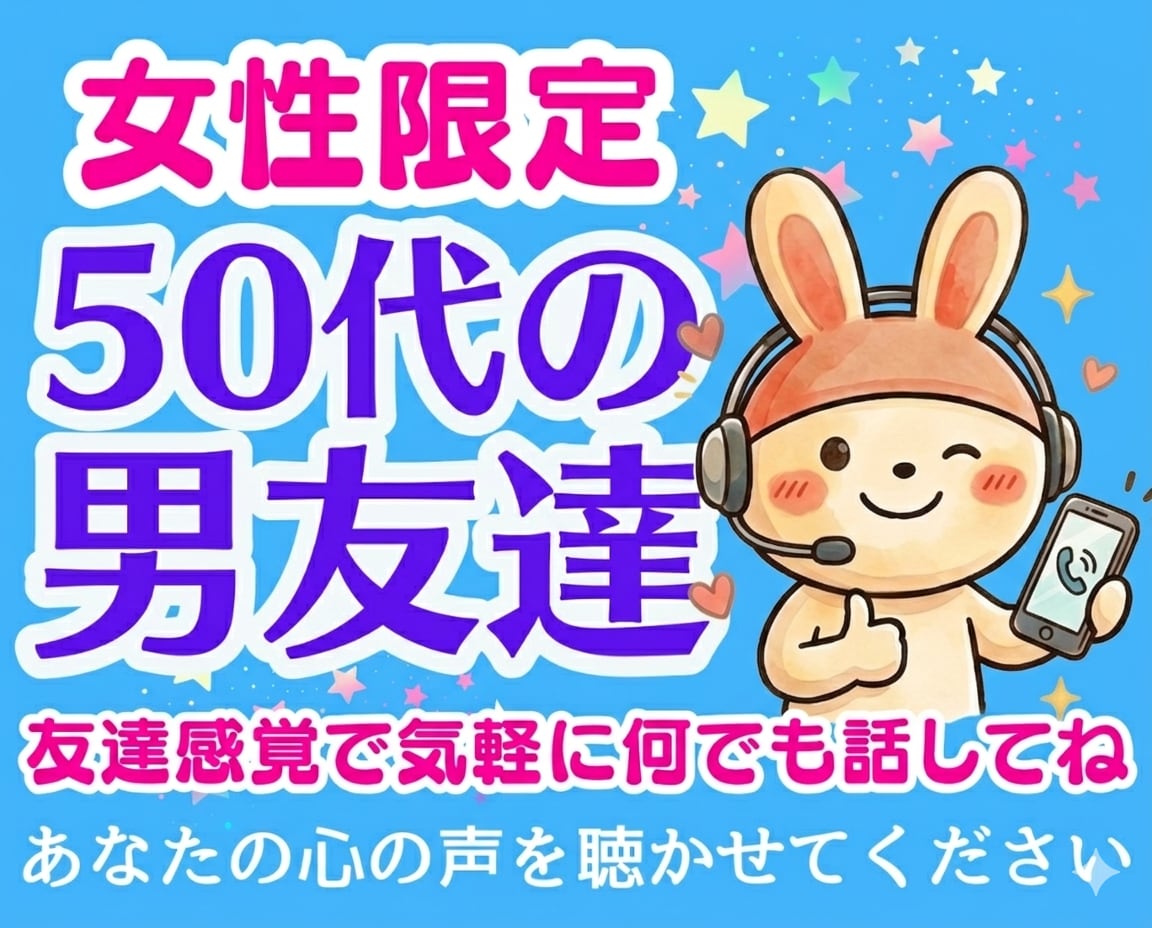 女性限定❗50代の男友達として愚痴悩み全て聞きます 恋愛不倫浮気片思い婚活夫婦復縁性癖職場仕事人間関係の電話相談 イメージ1