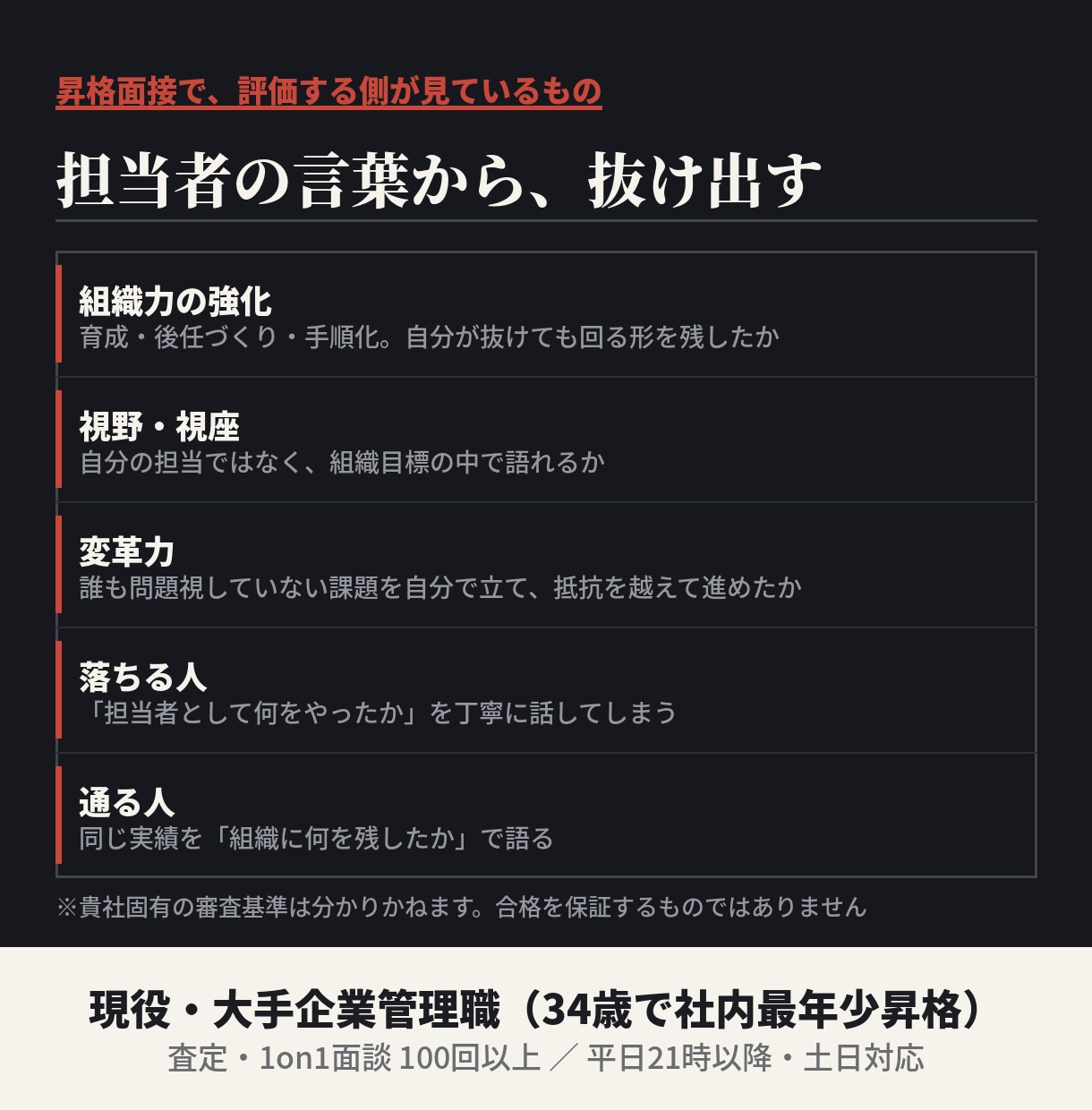 最年少昇格の管理職が昇格面接の練習相手をします 社内では頼めない昇格面接の練習を本番と同じ画面越しで仕上げる イメージ3