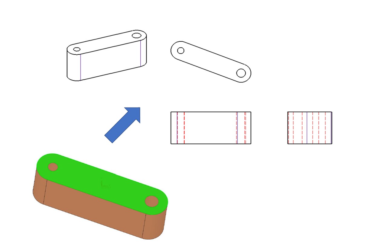 3DCADデータを2Dに落としこみます 3Dデータから2Dの展開図に変換いたします イメージ1