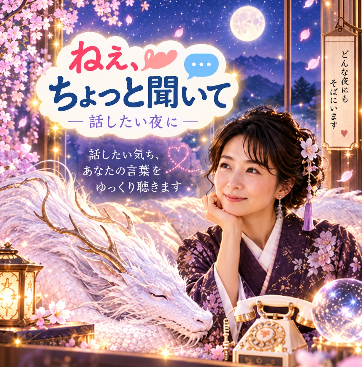 話したい夜、あなたのお話をゆっくり聴きます ひとりで抱えたモヤモヤや不安も、安心して少しずつお聞きします イメージ1