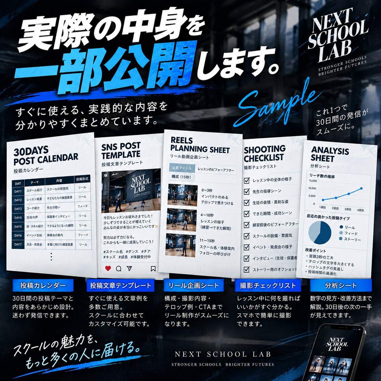 スクールのSNS集客30日プランを作ります 生徒募集につながる30日分の投稿設計をまとめます！ イメージ4