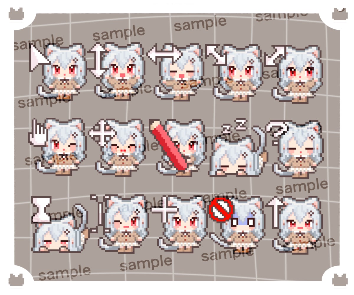 ドット絵素材◆レトロかわいいドットお描きます マウスカーソル・アイコン・配信用スタンプなど幅広く制作します イメージ1