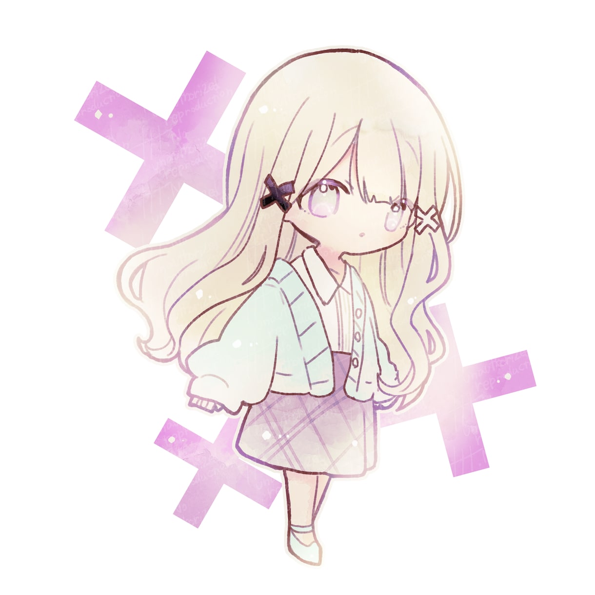 水彩風ミニキャライラストをお描きします ふんわり、キラキラした雰囲気をご希望の方へ イメージ3