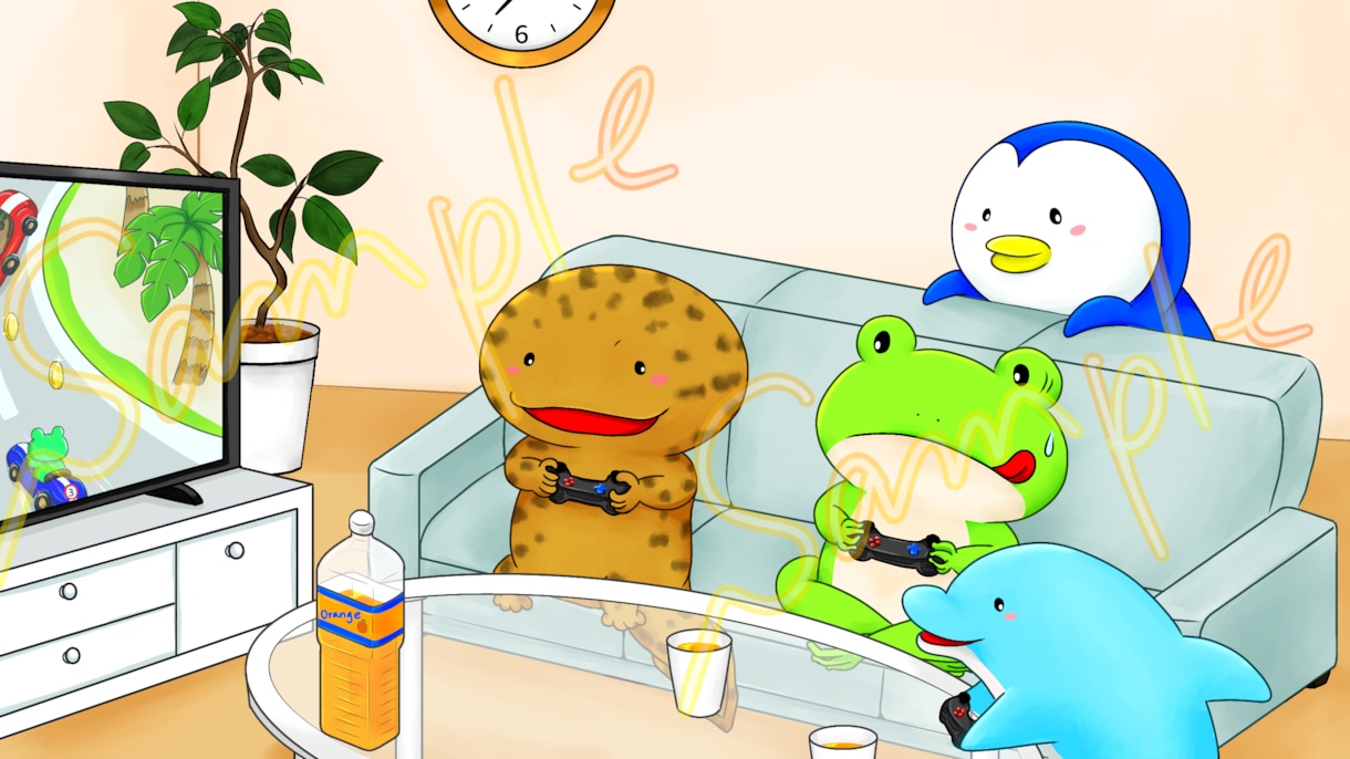 絵本の挿絵、ヘッダーにも！動物の一枚絵を作成します 商用可能、ラフ修正無制限、背景込みのお値段です。 イメージ2