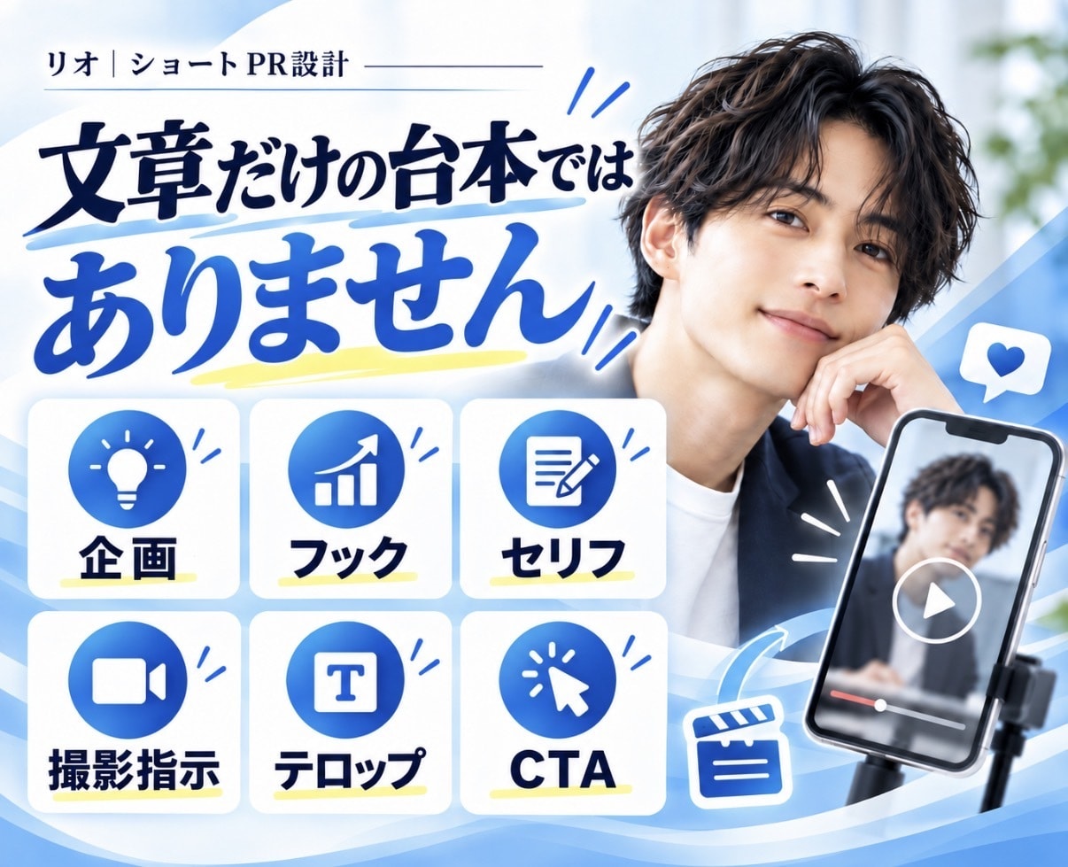 TikTok等のショート動画台本を3本作ります 美容・恋愛・若者向けに強い｜企画・フック・撮影指示まで イメージ2