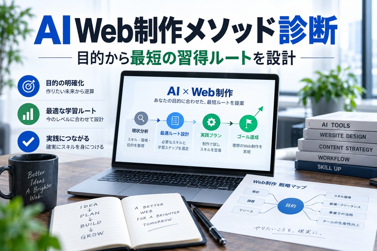 AI Web制作メソッドを診断します 目的から最適な習得ルートと展開計画を整理 イメージ1