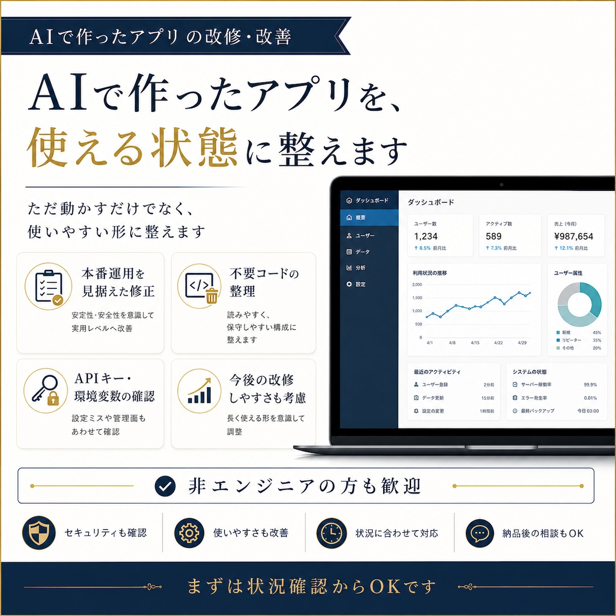 うまく動かないAI製アプリを直します 動かない・崩れた・なんか違うをまるごと解決 イメージ1