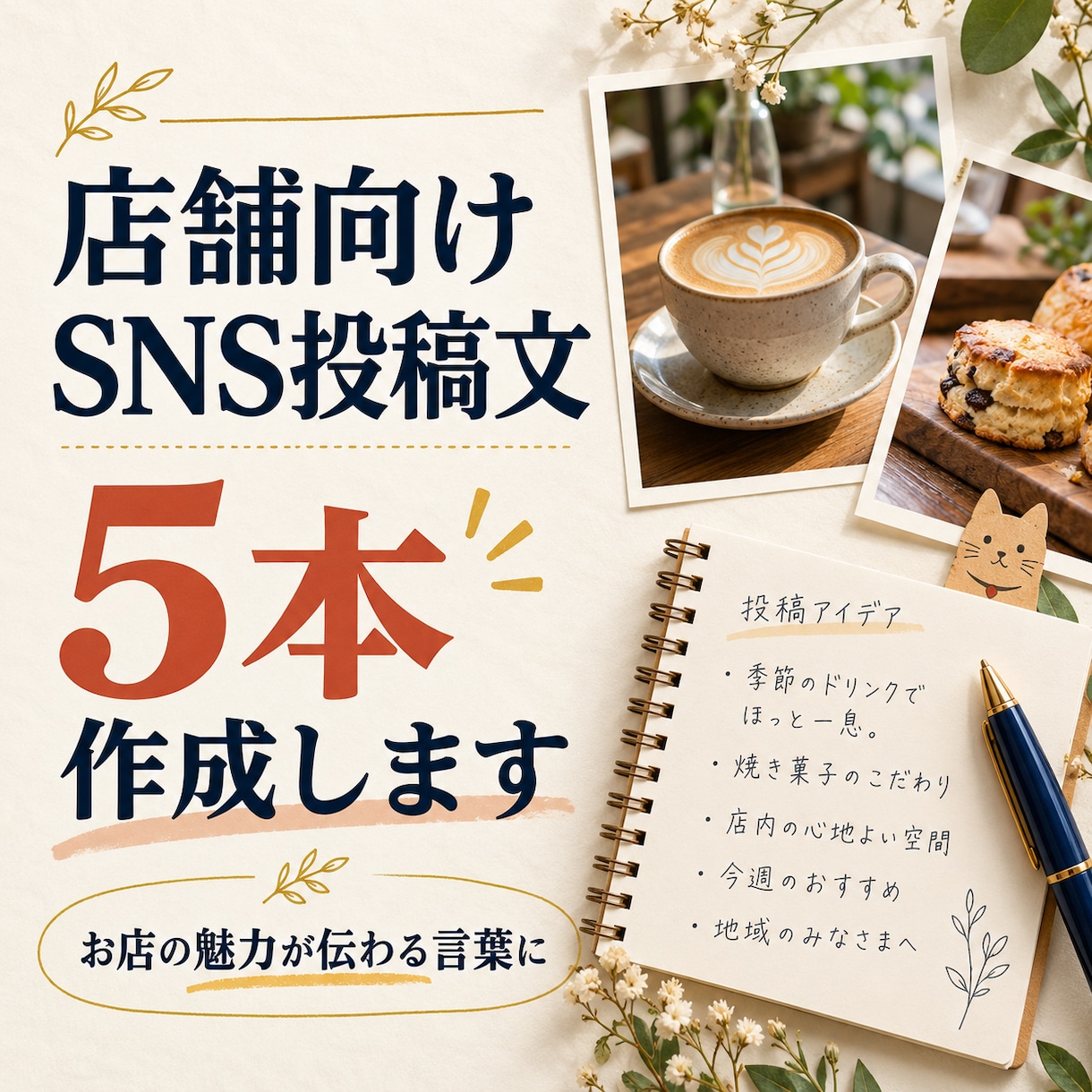 お店の魅力が伝わるSNS投稿文を作ります 店舗取材とSNS運用の実務経験を生かし、投稿文5本を作成 イメージ1