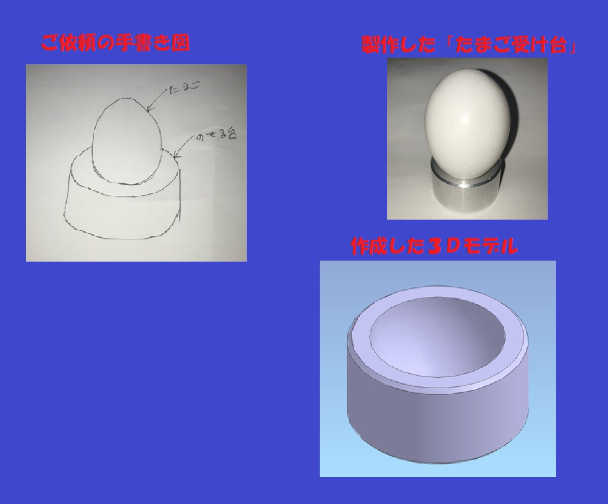 手書き図を元に３Ｄモデル（＋実物製作）を作成します 部品修理/3Dプリンタ用モデル/2D→3D化→２Ｄ図面化 イメージ3