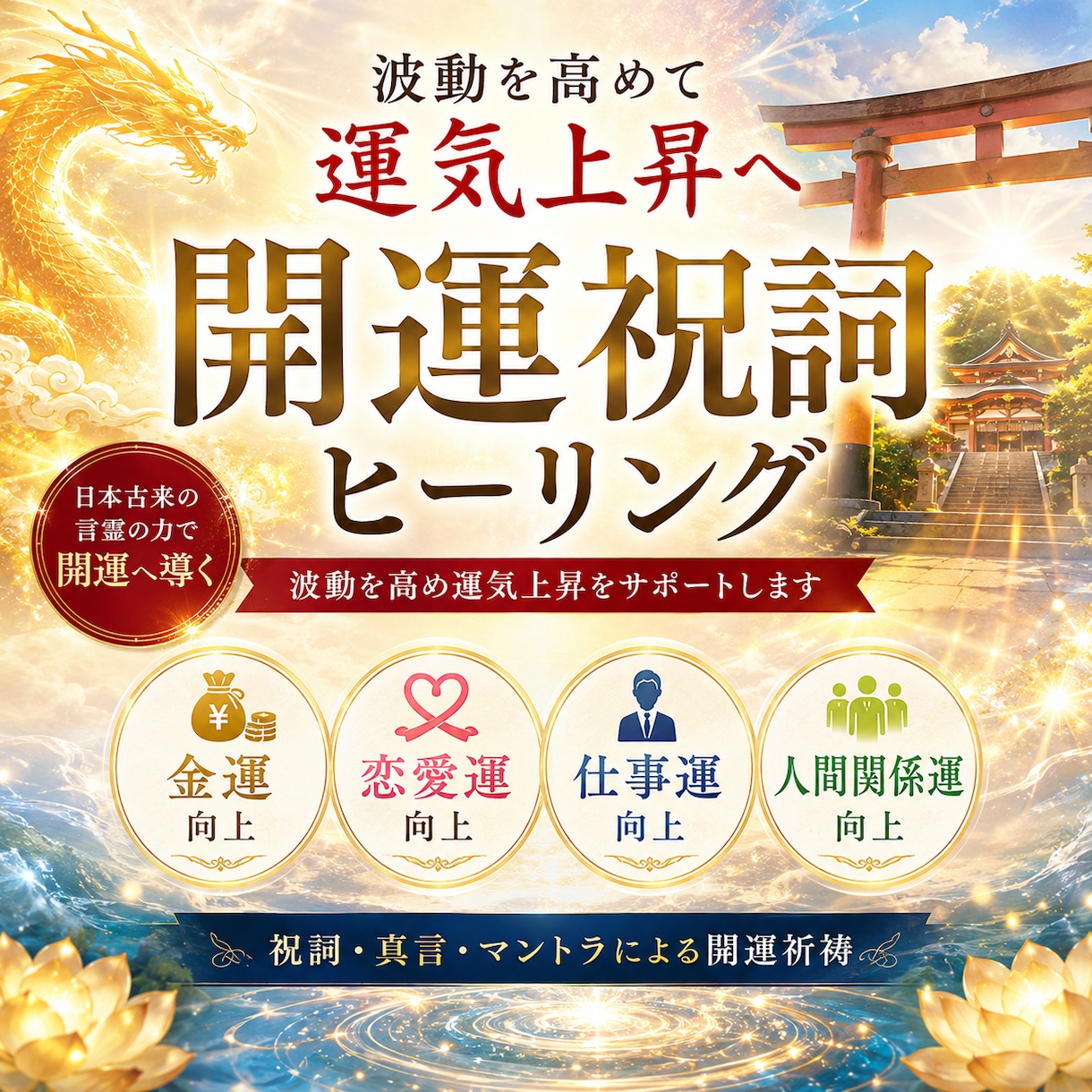 開運祝詞ヒーリング～波動を上げて運気上昇へ導きます 金運・恋愛運・仕事運・人間関係運｜祝詞で開運祈祷いたします イメージ1