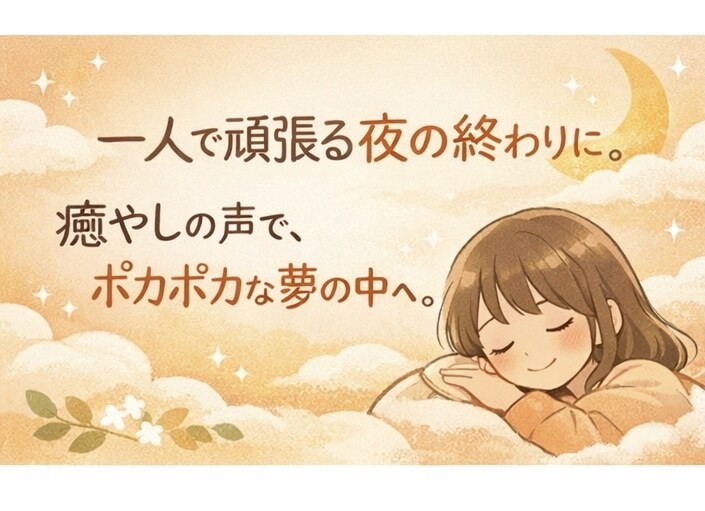 否定しません。甘えたい夜、優しい声で寄り添います 一人で頑張る夜の終わりに。癒やしの声で、ポカポカな夢の中へ。 イメージ2