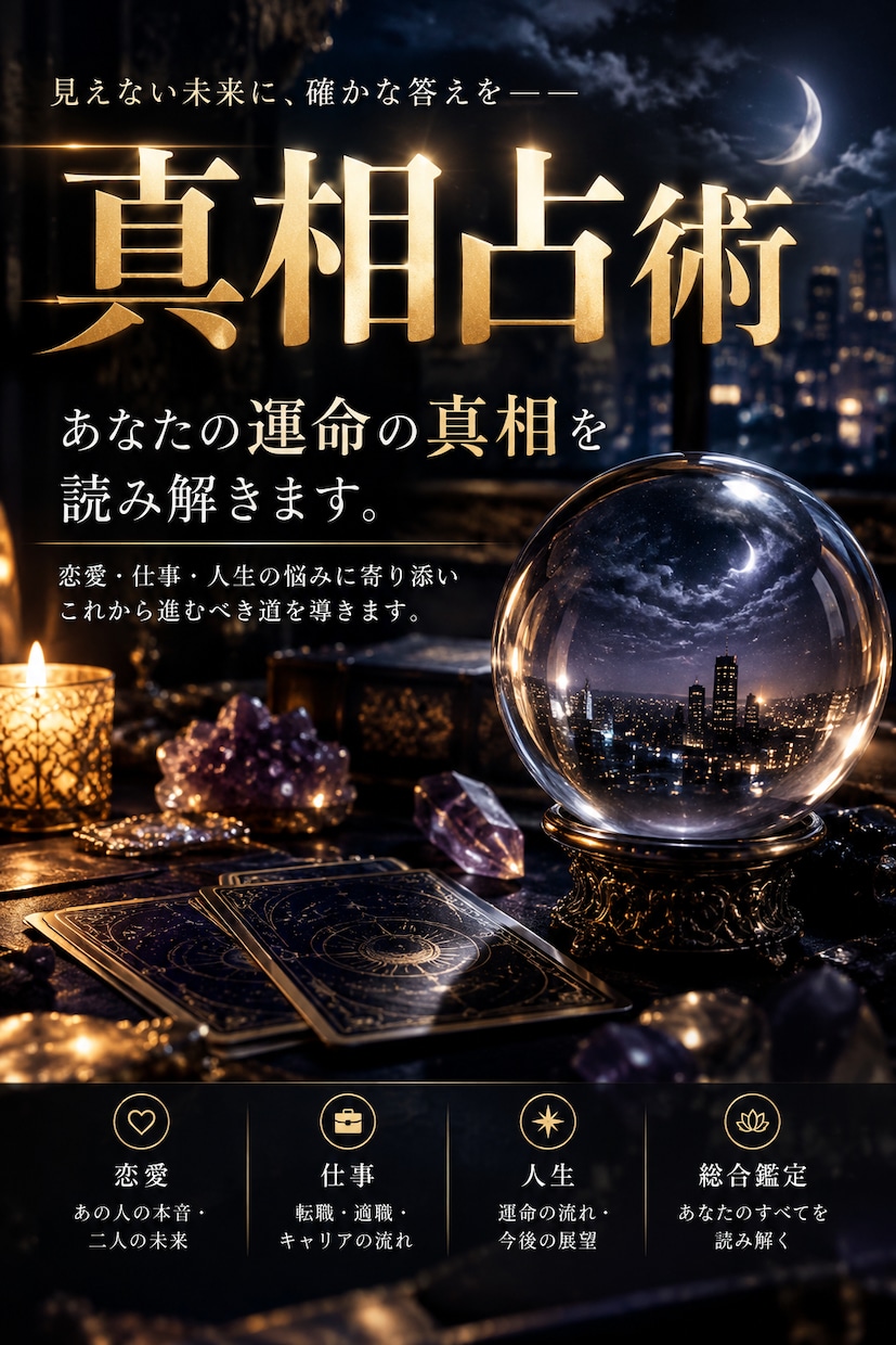 真相占術で、あなたの運命の真相を読み解きます 真相占術あなた自身も気づいてない「本当の答え」読み解きます イメージ1