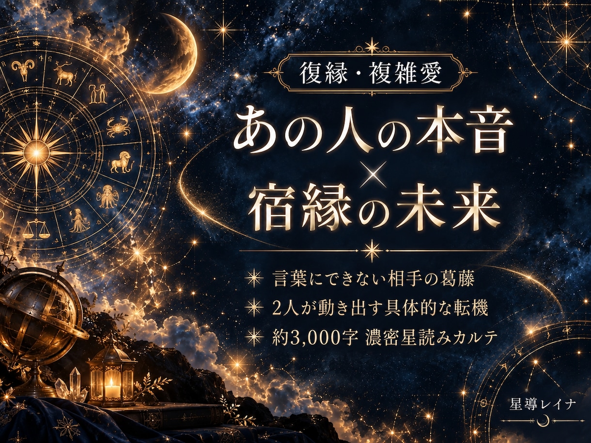 復縁や複雑愛◆相手の本音と宿縁を星から読み解きます あの人の隠された葛藤・動く転機の時期・今後の未来を濃密星読み イメージ1