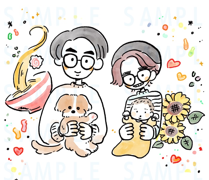 ゆるかわいいタッチの似顔絵イラストを作成します イメージをイラストに詰め込めます！ イメージ3