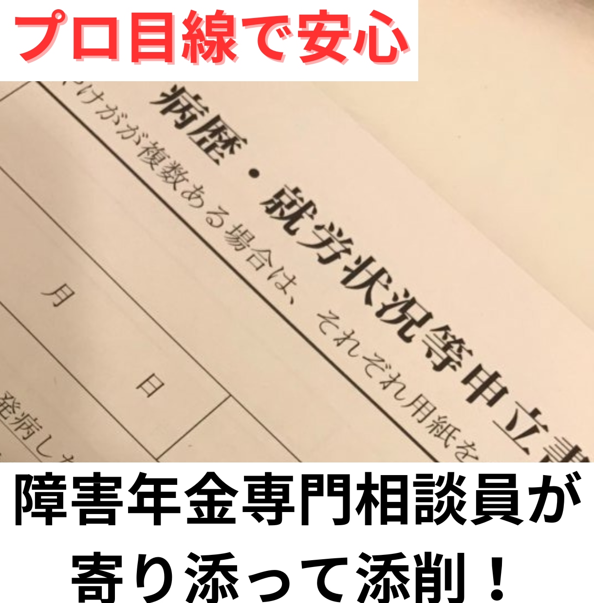自分で申請したい方｜病歴状況等申立書を添削します 年金相談1,300件超の年金相談員が専門添削で不安を解消！ イメージ2